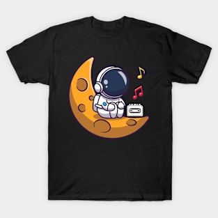 Astronaut Listening To Music In Space Cute Galaxy Spaceman T-Shirt